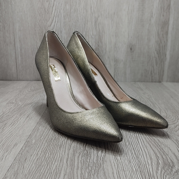 Louise et Cie Seville Metallic Bronze Gold Leather Pointed Pumps Heels Size 7 - Picture 1 of 8